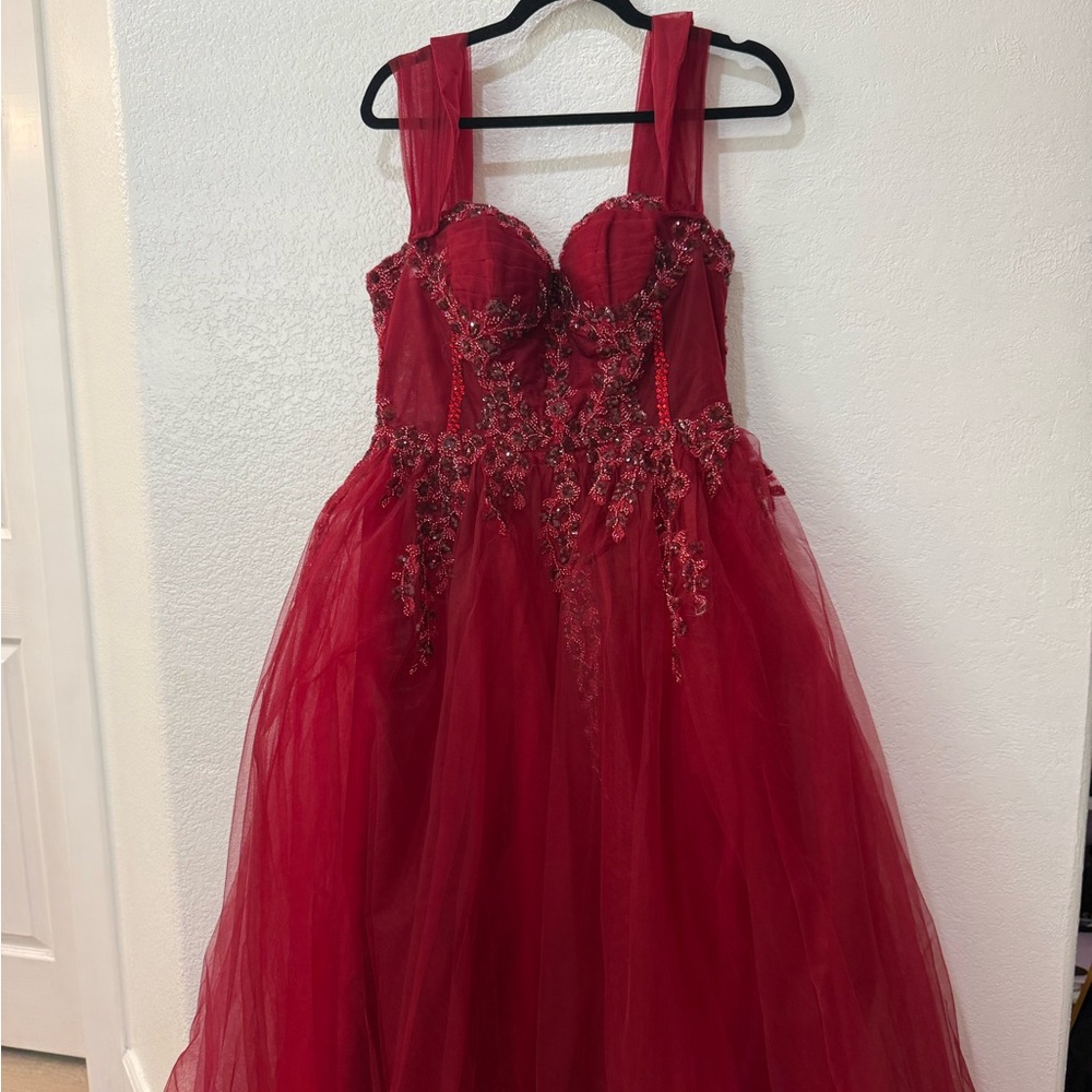Dark red gown dress